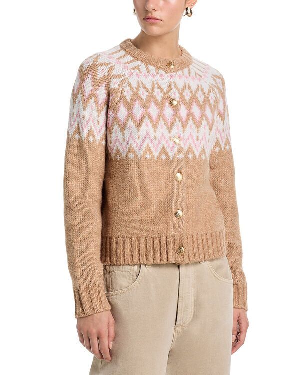 525 アメリカ レディース アウター カーディガン セーター 525 America 525 Fair Isle Cardigan Sweater Camel Combo キャメル