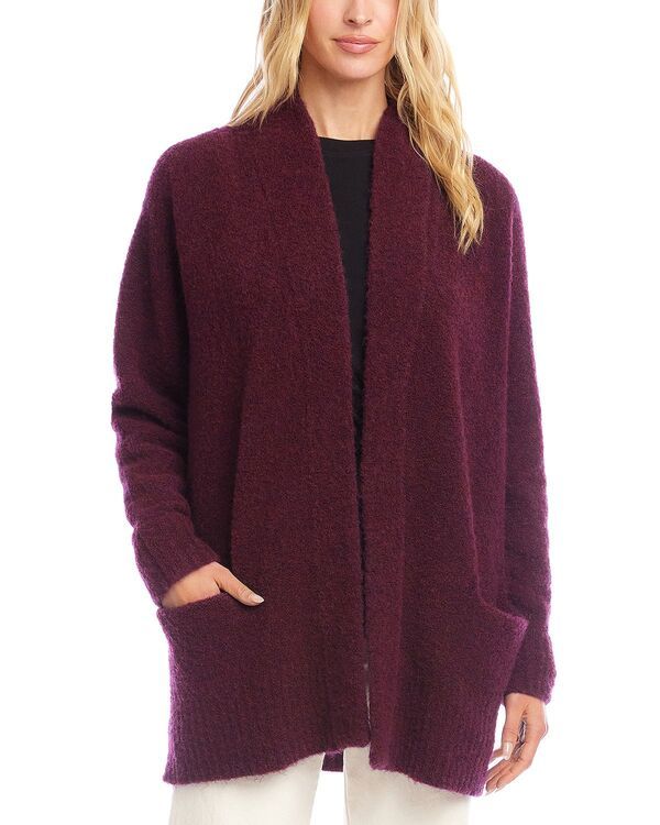 カレンケーン レディース アウター カーディガン セーター Karen Kane Boucl Cardigan Sweater Eggplant