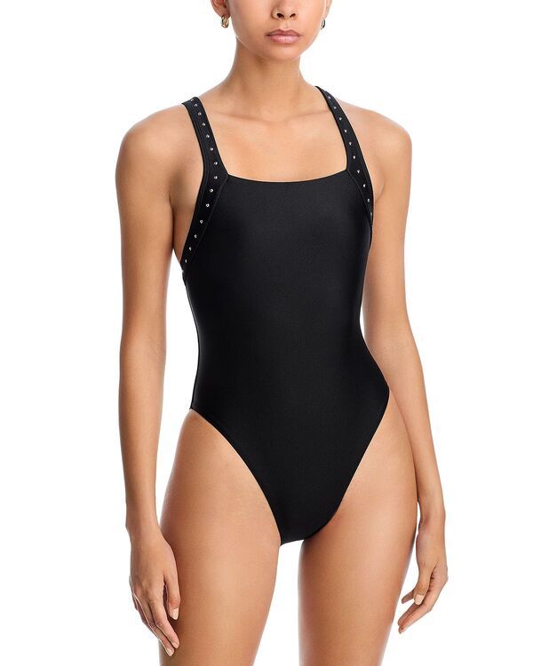 アクア レディース 水着 上下セット AQUA Swim Studded One Piece Swimsuit Exclusive Black ブラック