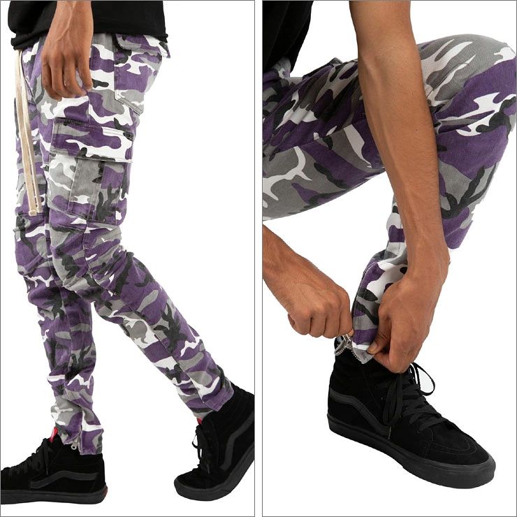 mnml ミニマル CARGO DRAWCORD PANTS CAMO メンズ レディース 夏秋冬 カーゴパンツ カモ パープルカモ XS S M L XL