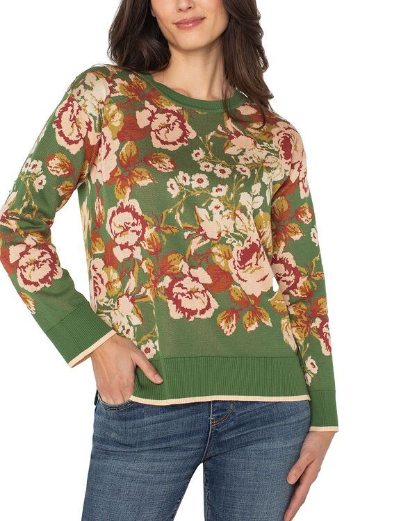 リヴァプール ロサンゼルス レディース アウター ニット・セーター フラワー柄 プリント フラワー Liverpoolos Angeles Floral Print Sweater Green Mul