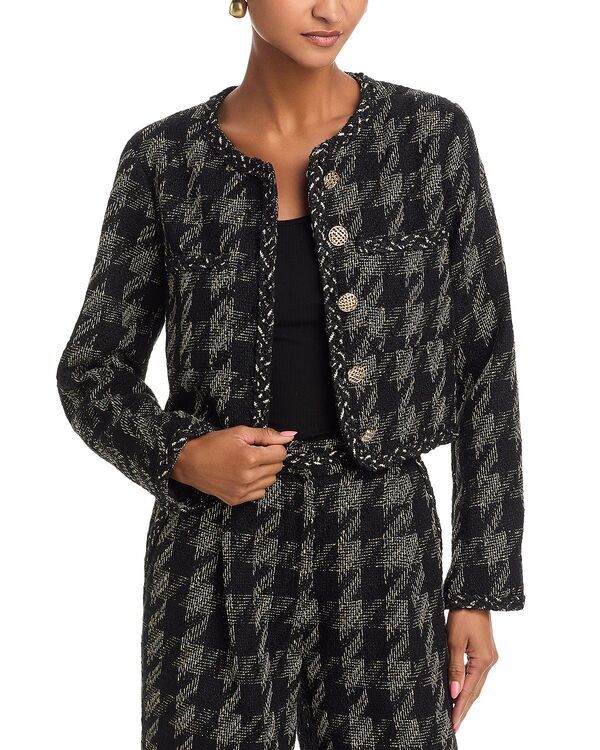 アクア レディース アウター ジャケット・ブルゾン トール ツイード ブレザー AQUA Metallic Tweed Blazer Exclusive BlackGold ブラック