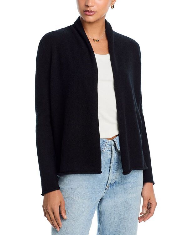 アクア レディース アウター カーディガン セーター AQUA 100 Cashmere Open Cardigan Sweater Exclusive Black ブラック