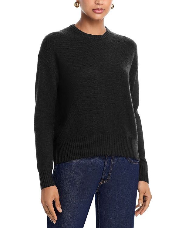 アクア レディース アウター ニット・セーター クルーネック AQUA 100 Cashmere Crewneck Sweater Exclusive Black ブラック