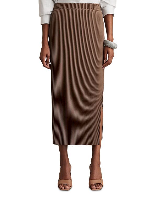 レイス レディース ボトムスカート プリーツ ジャージー REISS Pippa Jersey Pleated Column Skirt Chocolate チョコレート
