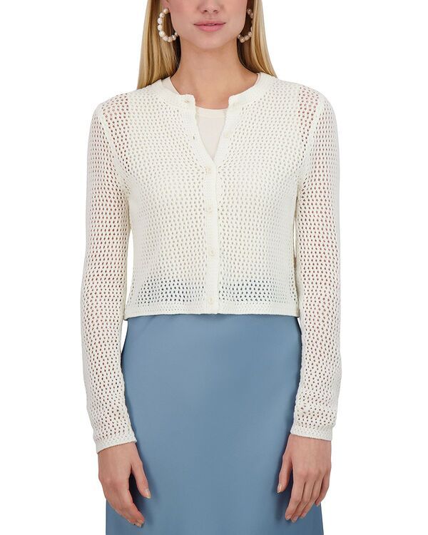 ポイント レディース アウター カーディガン ニット Point Wide Knit Cardigan Cream クリーム