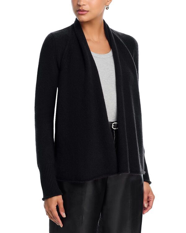 アクア レディース アウター カーディガン ドレープ AQUA 100 Cashmere Drape Front Cardigan Exclusive Black ブラック