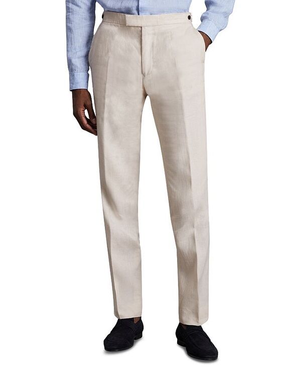 レイス メンズ ボトムス カジュアルパンツ スリムフィット パンツ リネン REISS Kin Linen Slim Fit Suit Pants Stone ストーン