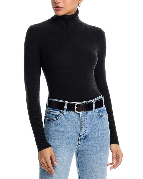 アクア レディース アウター ニット・セータートルネック AQUA 100 Cashmere Turtleneck Sweater Exclusive Black ブラック