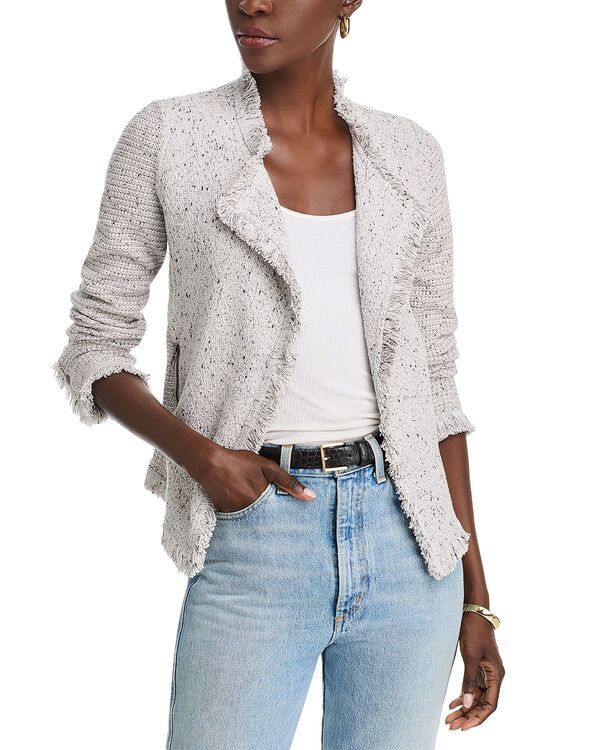 ニックプラスゾーイ レディース アウター ジャケット・ブルゾン ニット フリンジ NICZOE Fringe Mix Knit Jacket Sugar Cookie