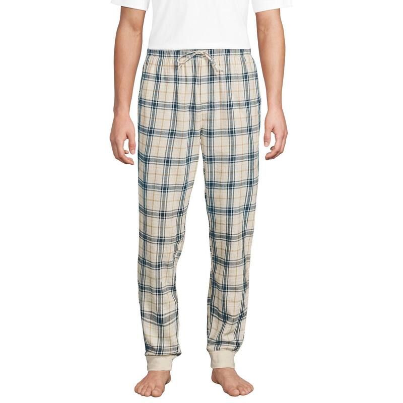 ランズエンド レディース アンダーウェア ナイトウェア パンツ Mens Lands End Flannel Jogger Pajama Pants Alabaster Plaid チェック