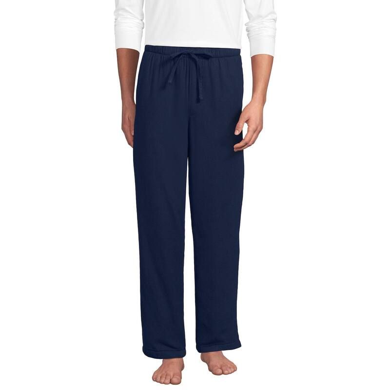 ランズエンド レディース アンダーウェア ナイトウェア パンツ Mens Lands End Plaid SherpaLined Flannel Pajama Pants Deep Sea Navy