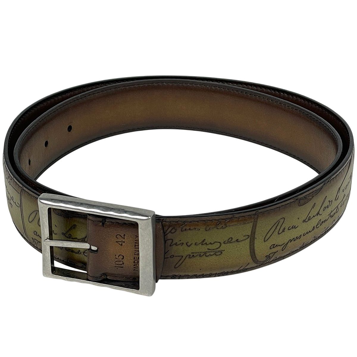 ベルルッティ Berluti カリグラフィ ベルト リバーシブル ベルト ベルト レザー ブラウン メンズ 【中古】
