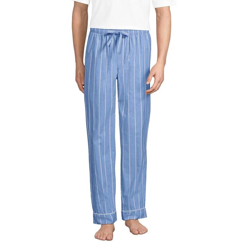 ランズエンド レディース アンダーウェア ナイトウェア パンツ Mens Lands End Essential Pajama Pants Blue White Stripe ホワイト