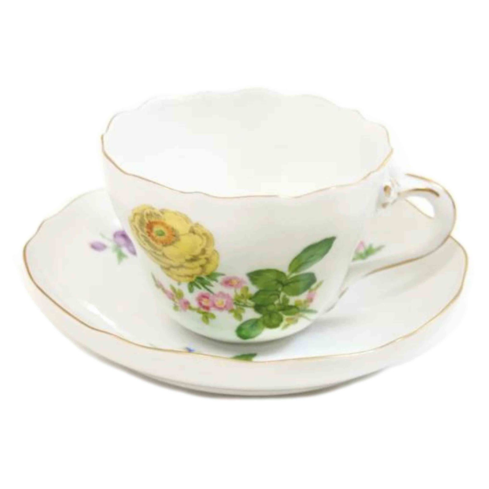 Meissen イエロー牡丹カップ＆ソーサー ABランク 71