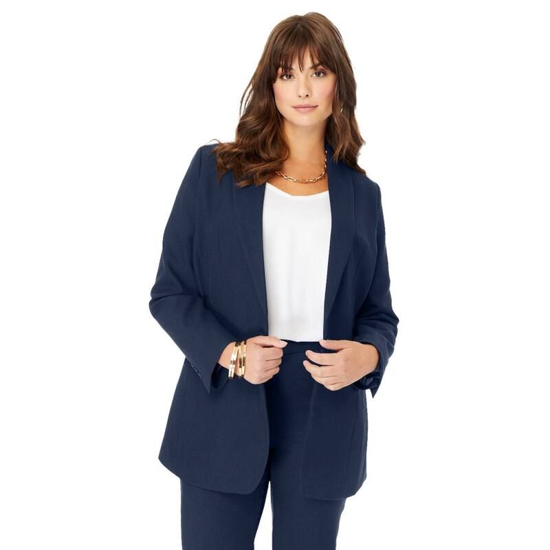 ロアマンズ レディース アウター ジャケット・ブルゾン プラスサイズ ブレザー Roamans Womens Plusize Bendover Blazer Navy ネイビー