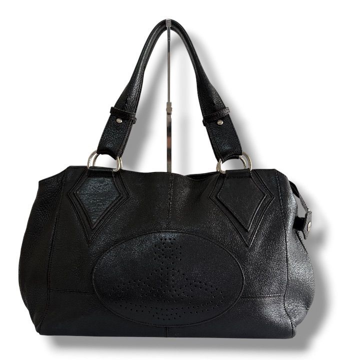 Vivienne Westwood ヴィヴィアンウエストウッド パンチング オーブ レザー トートバッグ ショルダー ハンドバッグ ブラック archiveと