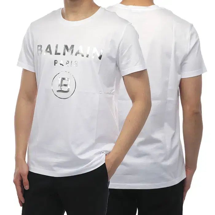 バルマン メンズ ロゴ プリンティング 半袖 Tシャツ VH1EF000B029