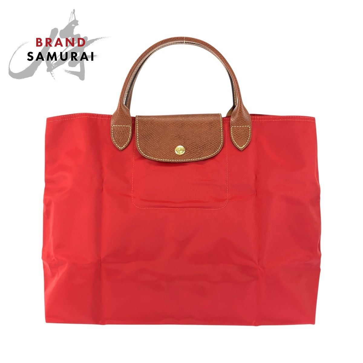 美品 Longchamp ロンシャン ル プリアージュ レッド ブラウン ナイロン/レザー 2704089545 ハンドバッグ トートバッグ レディース 602822【中古】