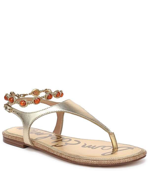 サムエデルマン レディース シューズ サンダル トール アンクル レザー Sam Edelman Canna 2 Metallic Leather Embellished AnkletStrap Fl