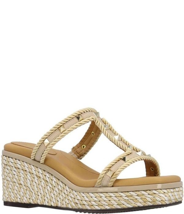 ジェイレニー レディース シューズ サンダル プラットフォーム J Renee Tavelle Rope and Pyramid Stud Platform Wedge Slide Sandals N