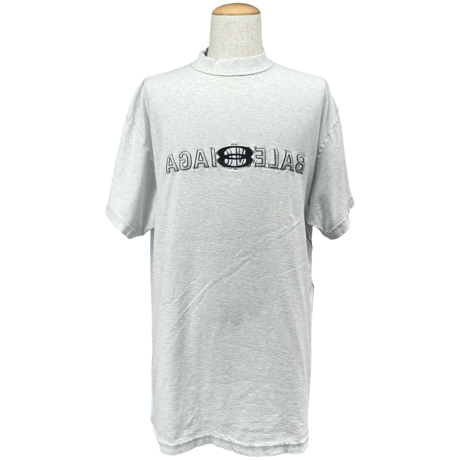 バレンシアガ BALENCIAGA ミラーロゴTシャツ 787358 グレー コットン メンズ 半袖Ｔシャツ