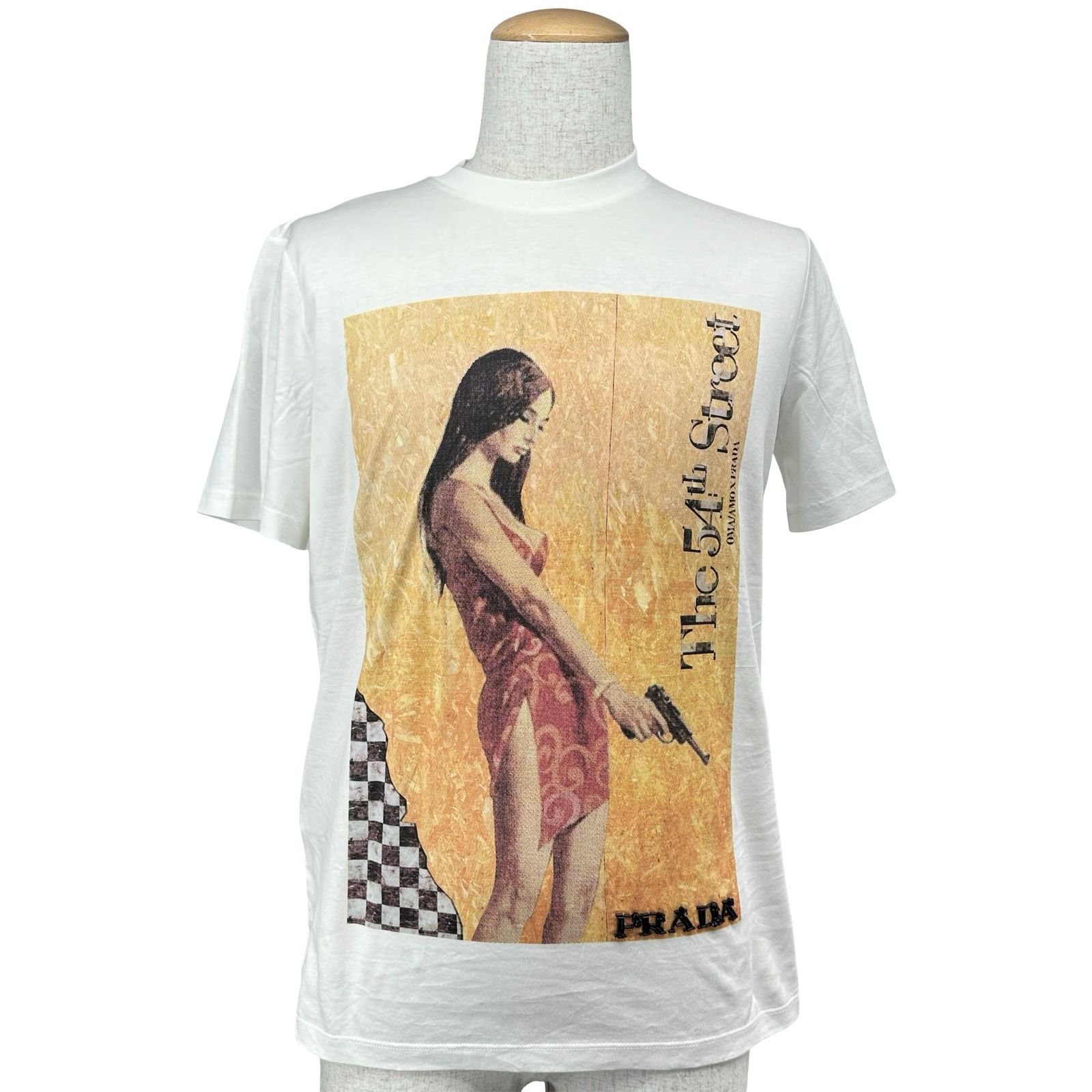 プラダ PRADA ポスタープリントTシャツ 35838R ホワイト コットン 