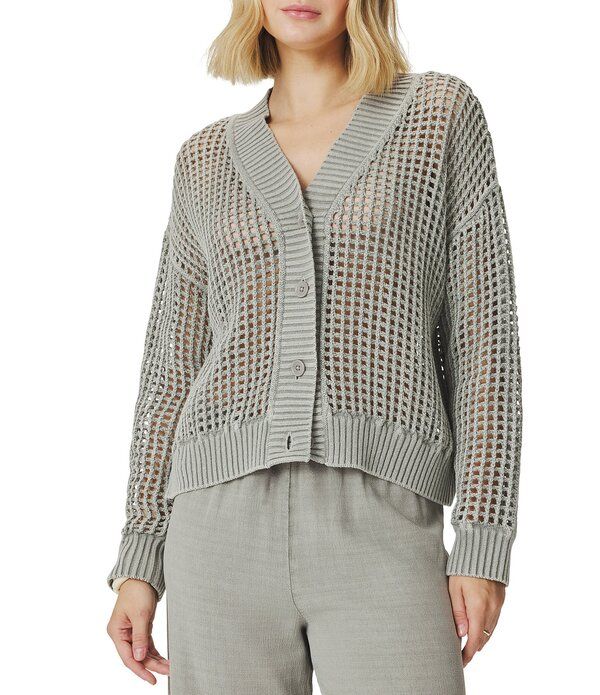 スプレンディット レディース アウター ニット・セーター Vネック カーディガン Splendid Camellia VNeck Long Sleeve Cardigan Eucalyptus