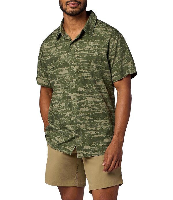 マーモット メンズ トップス シャツ Marmot Spring Creek Camo Short Sleeve Button Front Woven Shirt Olive Grove Lagos