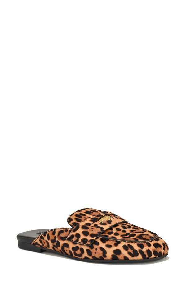 ナインウェスト レディース シューズ スリッポン・ローファー Nine West Evans Penny Loafer Mule Dark Natural Calf Hair