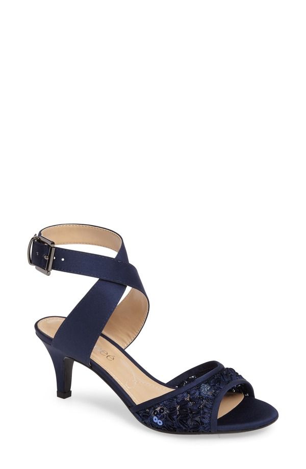 ジェイレニー レディース シューズ ヒール サンダル J Rene Soncino Strappy Sandal Navy Satin ネイビー