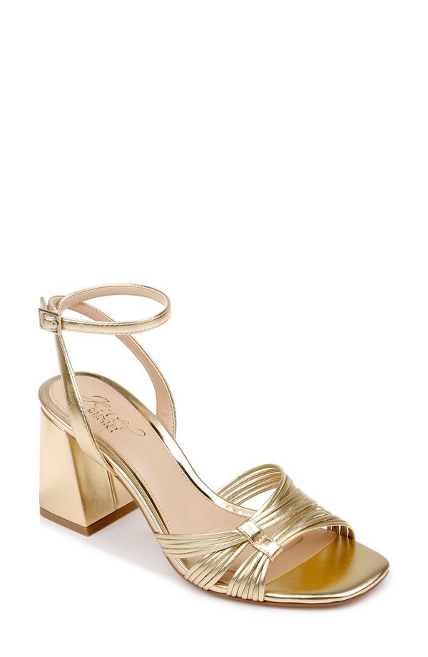 ジュウェルダグレイミシュカ レディース シューズ ヒール サンダル アンクル Jewel Badgley Mischka Michelle Ankle Strap Sandal Gold Leath