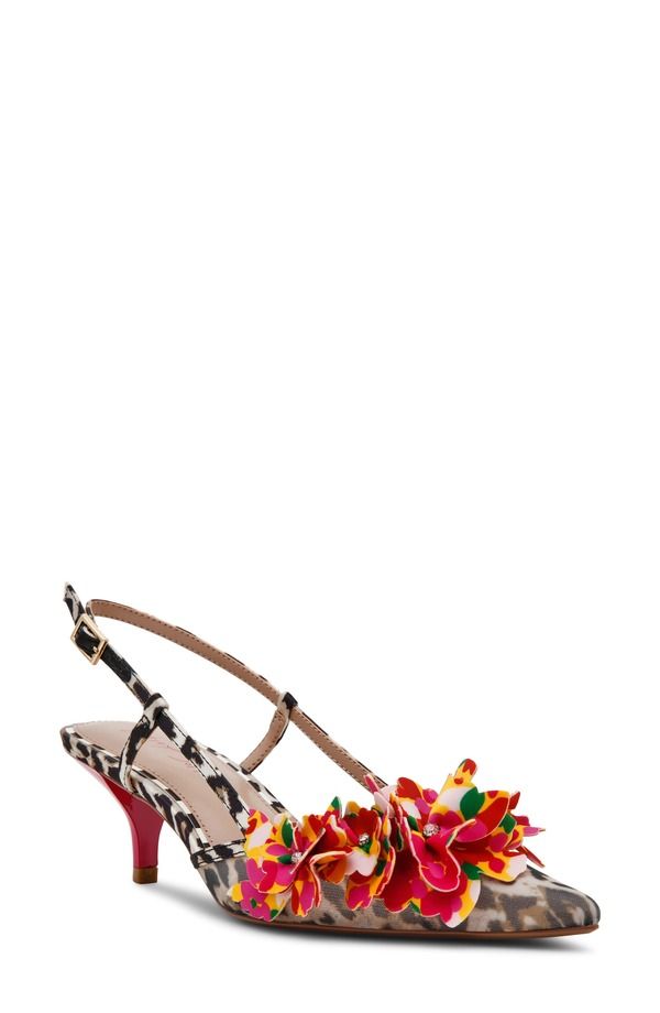 ベッツィジョンソン レディース シューズ ヒール Betsey Johnson Baylee Pointed Toe Slingback Pump Leopard Multi マルチカラー
