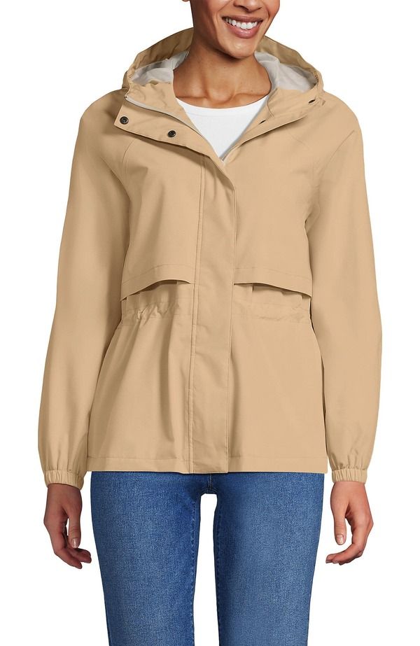 ランズエンド レディース アウター ジャケット・ブルゾン Lands End Squall Packable Rain Jacket ChampagneIvory Latte アイボリー