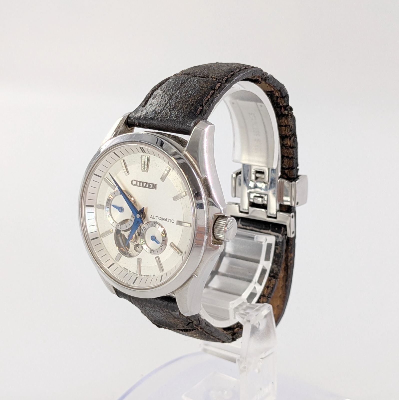 Citizen シチズン コレクション メカニカル オープンハート 4197-S098190 AT/レザー ホワイト文字盤 メンズ腕時計 稼動品【QG-94】