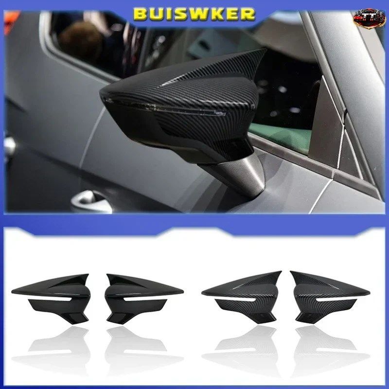 車のサイドミラーカバーキャップシートレオンMK3 MK3.5 5F ST FR クプラ 2013-2019ミラー/カーボンファイバー