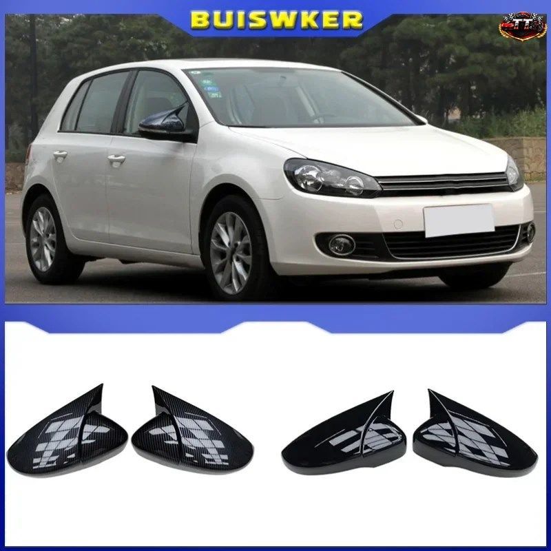 カーボン調サイドミラーカバー VW フォルクスワーゲン ゴルフ6 MK6 GTI GTD 2009-2013 サイドリアビューミラーキャップカバー