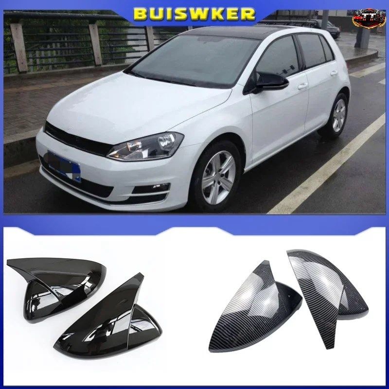 VWゴルフMK7 7.5 GTI 7 7R用ミラーカバーキャップ2個セット ミラーケースカバー カーボン調マットカバー