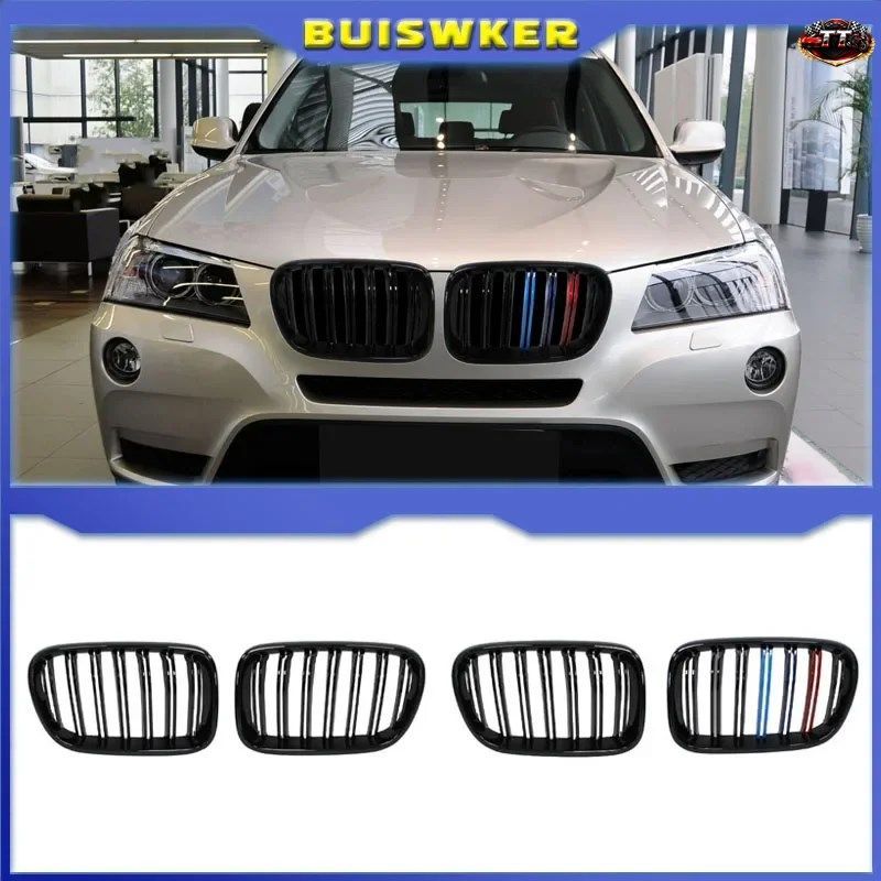 BMW X3 F25 2010 - 13 レーシングバンパー カースタイリング用 フロントキドニーグリル マットグロス 1ペア
