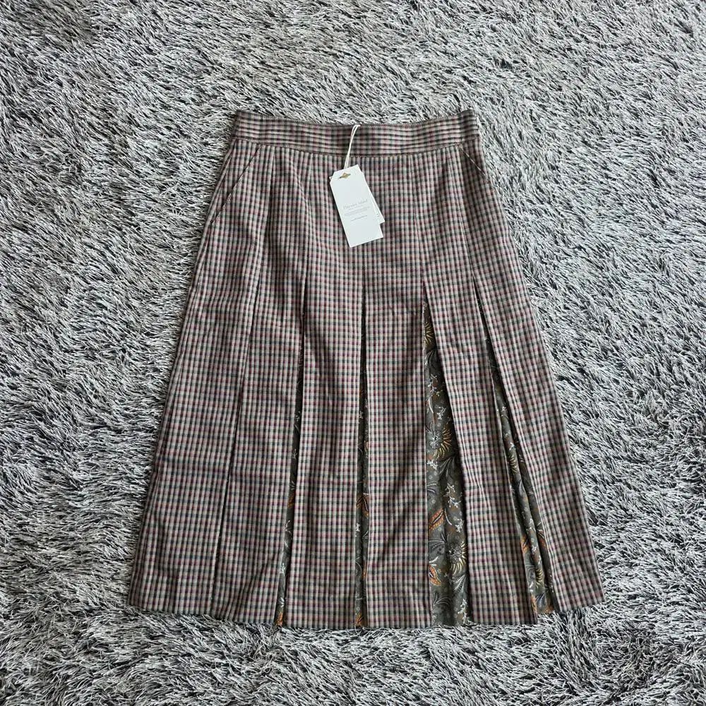 サースデーアイランド CHECK プリーツ スカート ミディ丈/レディース(26インチ)/B1231/新品