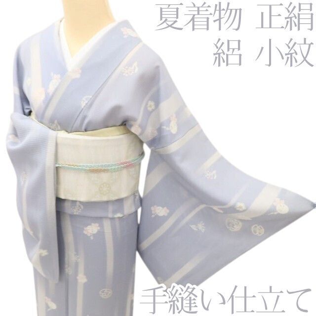 百華❀Y5084◆夏着物 手縫い仕立て 絽 正絹 小紋