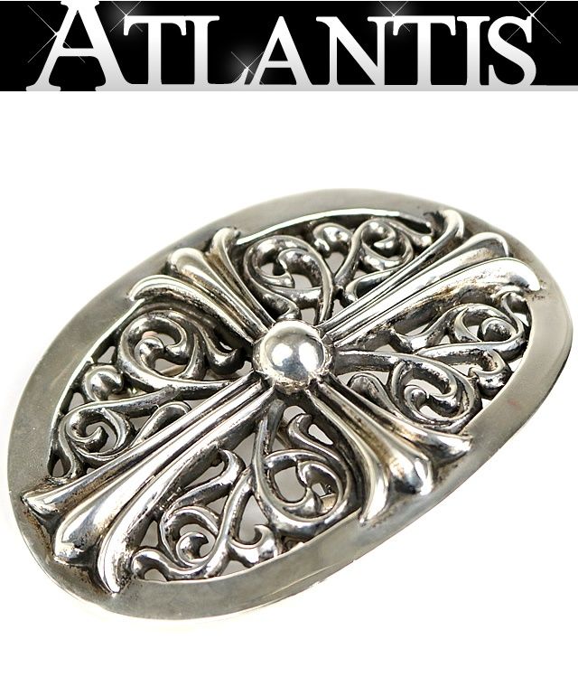 CHROME HEARTS Shinjuku Store Chrome Hearts Large Classic Oval Cross Buckle Belt Mens Silver SV925 31377