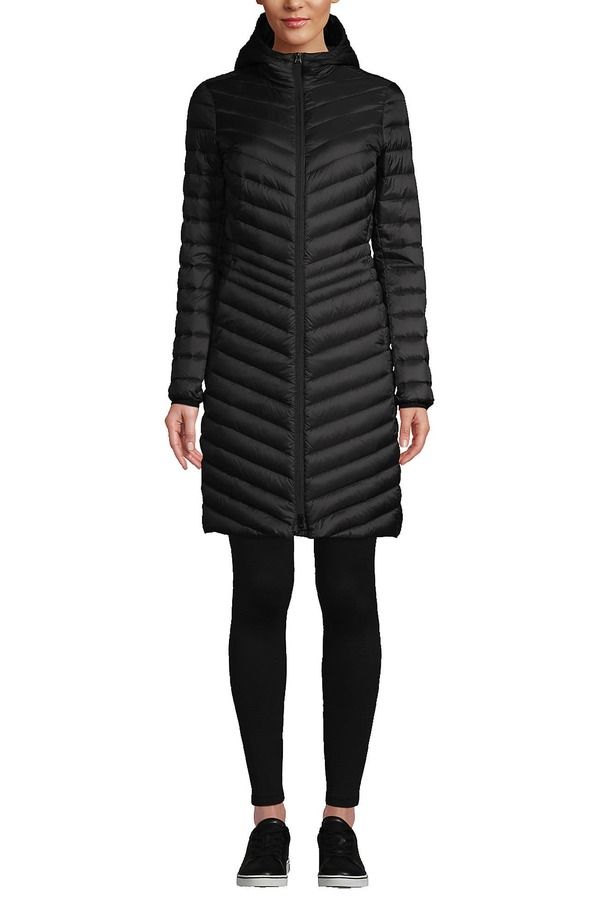 ランズエンド レディース アウター ジャケット・ブルゾン コート ダウン Lands End Ultralight Packable Long Down Coat Black ブラック