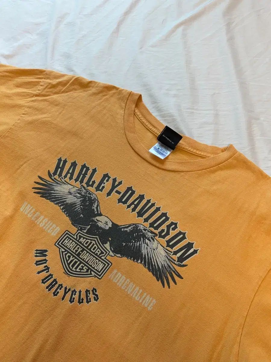 2XL) ハーレーダビッドソン MADE IN USA 2007 半袖 Tシャツ 黄