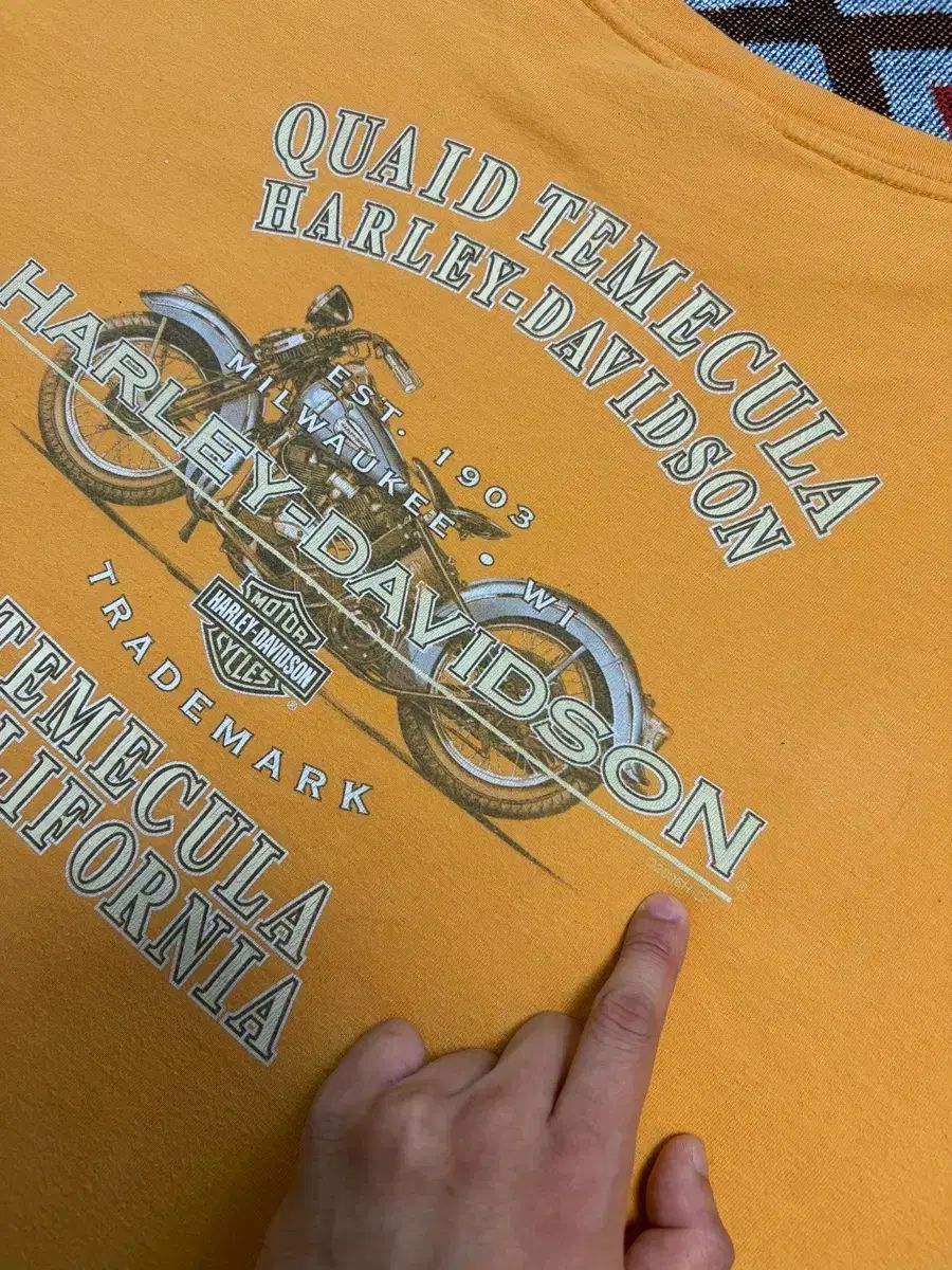 2XL) ハーレーダビッドソン MADE IN USA 2007 半袖 Tシャツ 黄