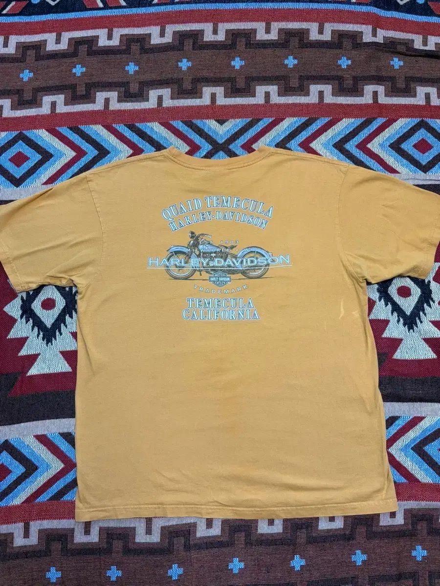 2XL) ハーレーダビッドソン MADE IN USA 2007 半袖 Tシャツ 黄