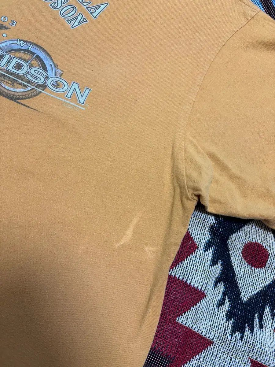 2XL) ハーレーダビッドソン MADE IN USA 2007 半袖 Tシャツ 黄