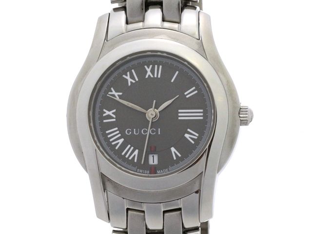 GUCCI グッチ Gクラス 5500L 腕時計 ステンレス クオーツ グレー文字盤 レディース【中古】473