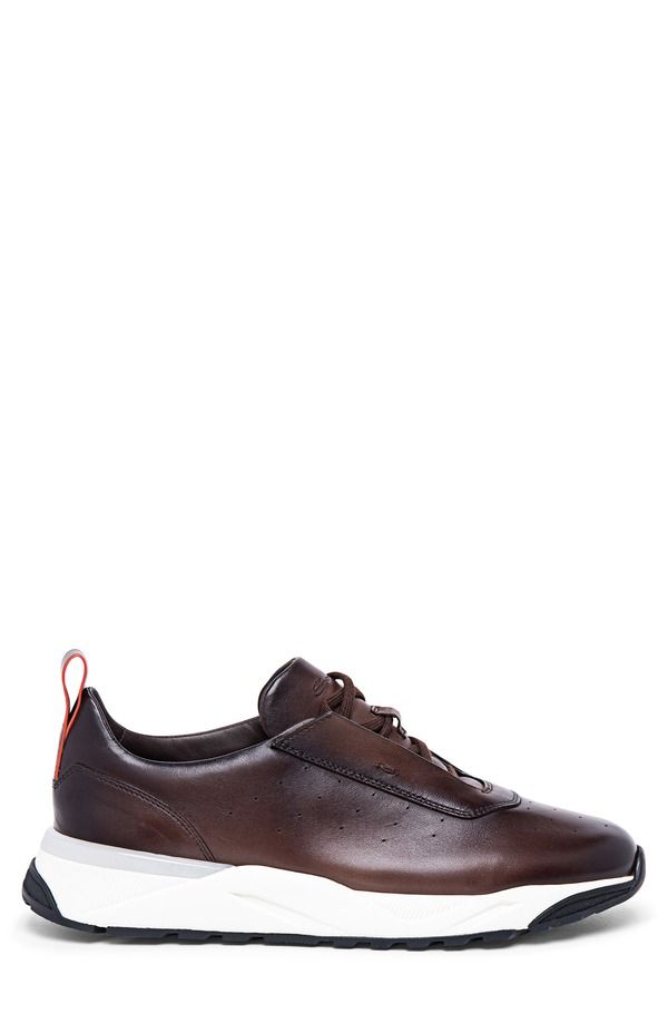 サントーニ メンズ シューズ スニーカー レザー Santoni Leather Sneaker Dark Brown ブラウン
