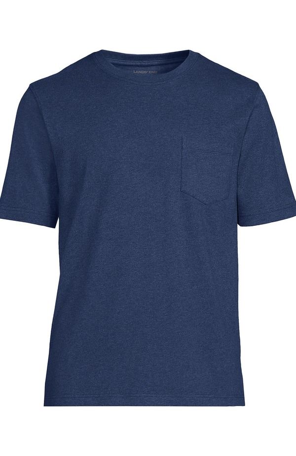 ランズエンド メンズ トップス Tシャツ Lands End SuperT Short Sleeve TShirt with Pocket Nautical Blue Heather ヘザー